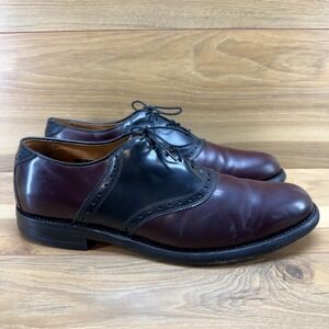 Allen Edmonds Polo Oxfords Shoes Men 11.5 B Burgundy Black Dress Business Money